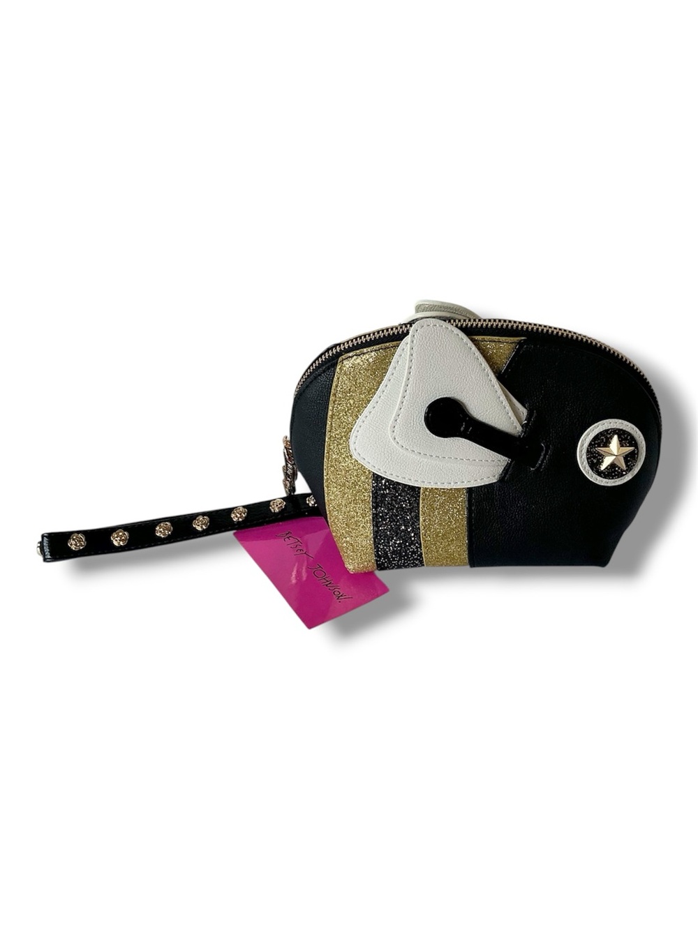 Betsey Johnson Kitsch Sting Me Bee Wristlet Black NWT